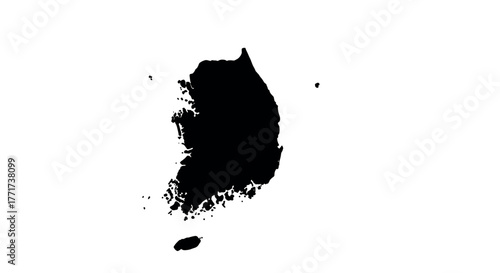 South korea silhouette map with detailed borders on white background
