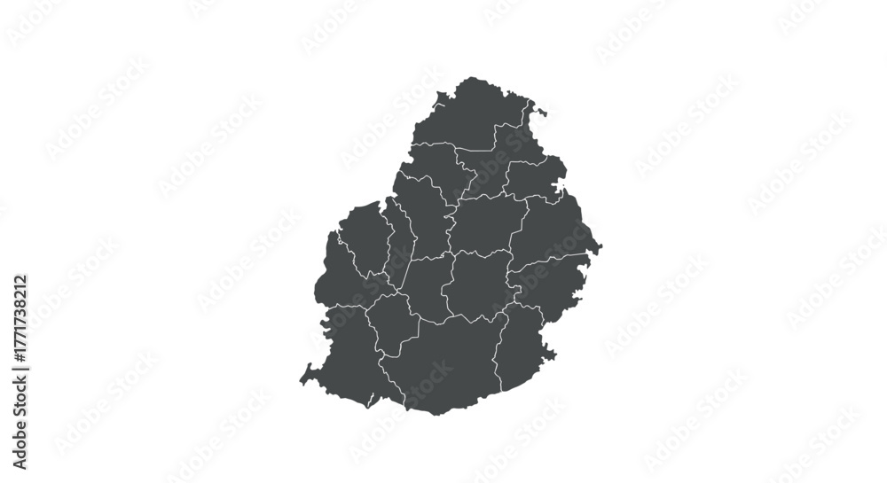 Obraz premium Detailed outline map of mauritius with regional borders
