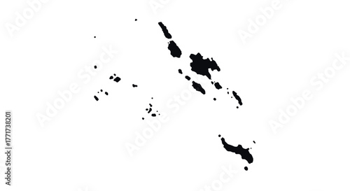 Minimalist map silhouette of vanuatu islands in black on white background