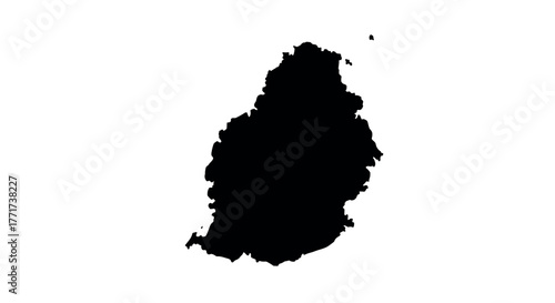Mauritius island silhouette: black outline on white background