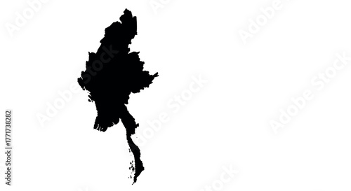 Simplified silhouette of myanmar on white background
