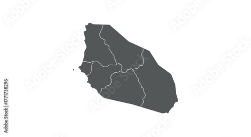 Simplified tanzania map outline with regional borders