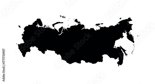 Black silhouette of russia on white background for geography and mapping projects