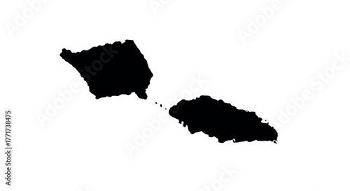 Silhouette of samoa islands map: black outline on white background