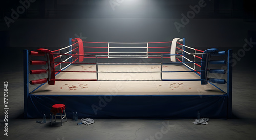 The corner pads are red and blue, typical of competitive boxing
