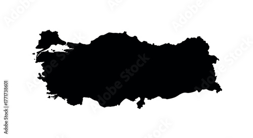 Black silhouette map of turkey on white background