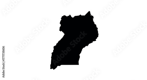 Uganda country shape silhouette on white background