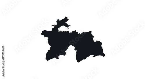Black silhouette of tajikistan map on white background
