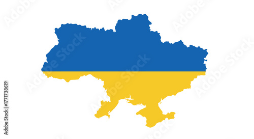 Minimalist blue and yellow ukraine map isolated on white background