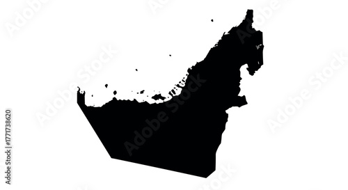 Silhouette map of the united arab emirates with detailed borders