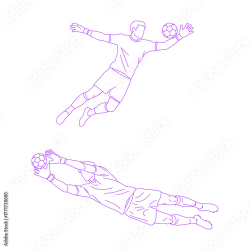 Line art illustration of soccer goalkeeper