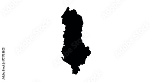 Silhouette map of albania: bold black outline on white background