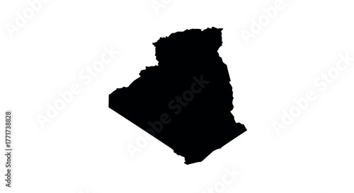 Silhouette map of algeria on white background