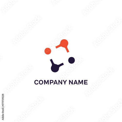 Abstract Logo Design with Interconnected Shapes and Circles Representing Connection and Innovation.