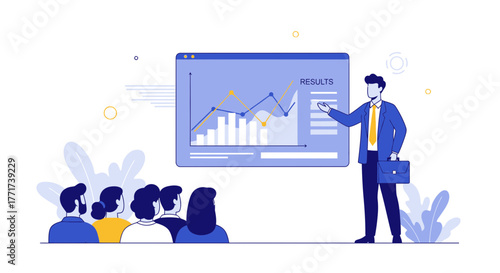 Business Presentation, Analytical Data and Team Audience for Corporate Innovation Ideas