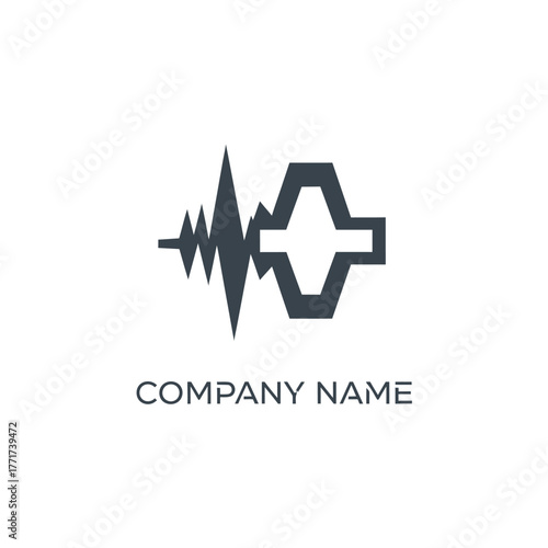 Abstract sound wave logo design with company name placeholder.