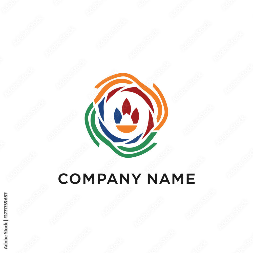 Obraz premium Colorful abstract logo design with swirling shapes and company name.