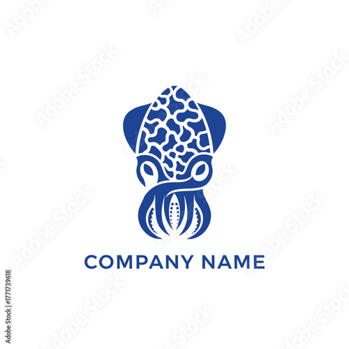 Blue squid logo design for company branding and identity.