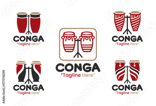 5 Conga Logo Set Professional Percussion Music Design Collection