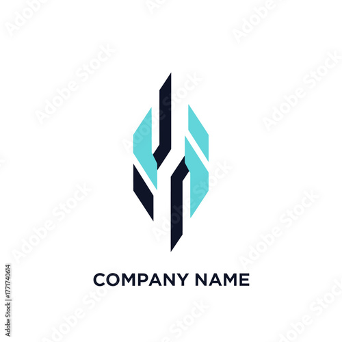 Modern Abstract Geometric Logo Design with Hexagonal Shape and Vertical Lines.