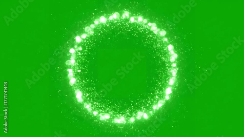 Wallpaper Mural Abstract Motion Graphics Elements with round particles circle light trail green screen alpha channel distortion, overlay, glitch, static noise, scan lines on black background, 4k animated video loop Torontodigital.ca