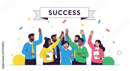 Team Celebrates Success and Achievement with High Fives, Joy, and Togetherness