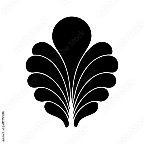 Elegant black silhouette of a decorative leaf design suitable for modern art or graphic use