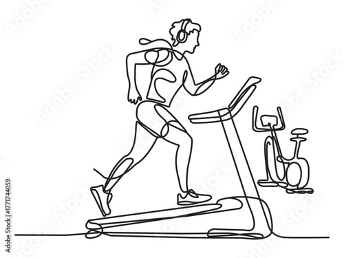 Continuous Line Running Man on Treadmill | Minimalist Home Gym Workout Art