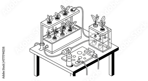 Hydroponic System Setup for Plant Cultivation.