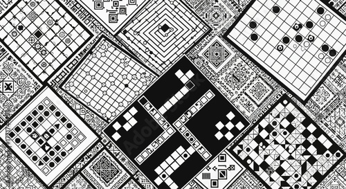 Intricate Black and White Geometric Patterns and Designs.
