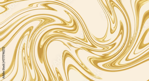 Abstract background with a luxurious whisked golden liquid marble effect