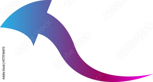 Curved arrow pointing upwards isolated on transparent background