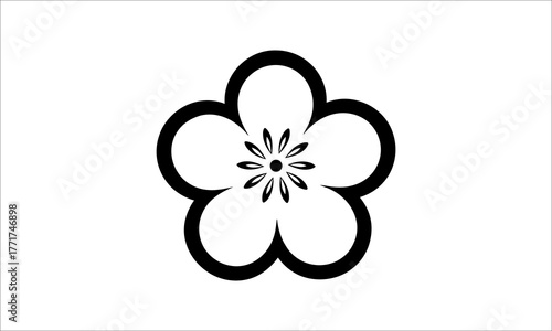 Stylized flower with five petals isolated on transparent background