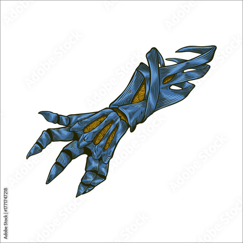 vector devil hand design detailed line art