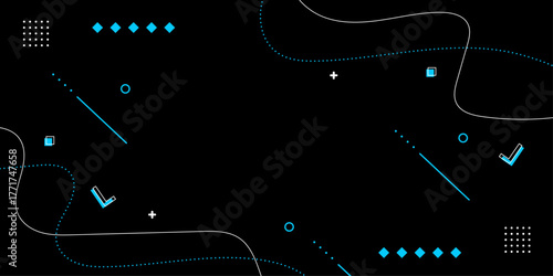 Modern black background template design with line and shapes vector.