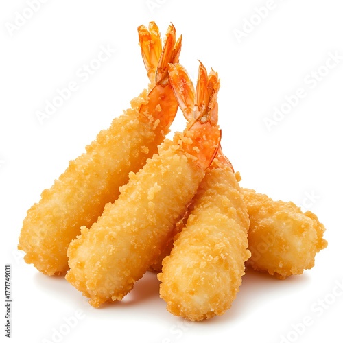 tempura shrimp for roll, isolated on white background