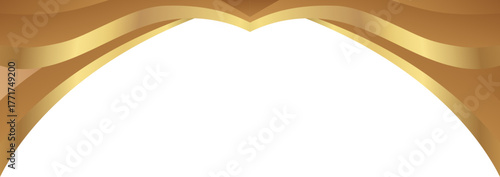 Premium golden foil arc with reflective metallic edge, sophisticated curve border for invitations, frames, and elegant product mockups.