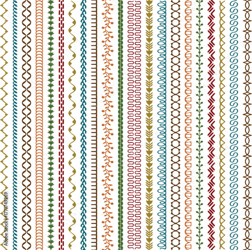 Colorful Hand Stitched Border Patterns