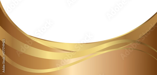 Golden deluxe corner border with metallic wave and gradient foil effect, perfect for luxury design and elegant backgrounds.