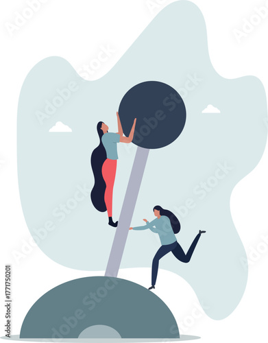 Paradigm shift technology to new business level, control or shifting speed for company growth, transformation and disruption concept.life and employment of people.