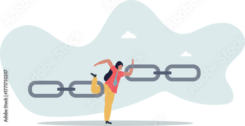 Supply chain problem, risk or vulnerability of industrial business, connection or management to hold chain together concept.life and employment of people.