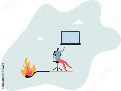 Burnout from overworked or pressure to finish within deadline, frustration or exhausted worker, despair employee or trouble concept.life and employment of people.
