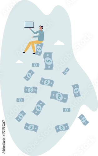 High paying jobs or high salary career, excellent income and wages, make money online with computer and internet concept.life and employment of people.