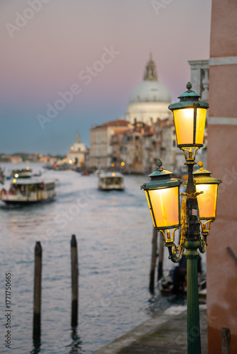 Venice at Sunset with Gondolas on the Grand Canal