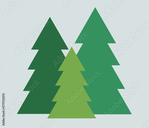 Christmas trees flat design card background. Forest. Vector illustration.