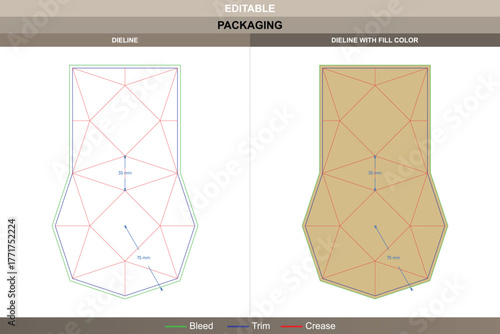Paper star box dieline formed with reliable vector mapping neat printing process and consistent die line folds that produce a lightweight and visually appealing package