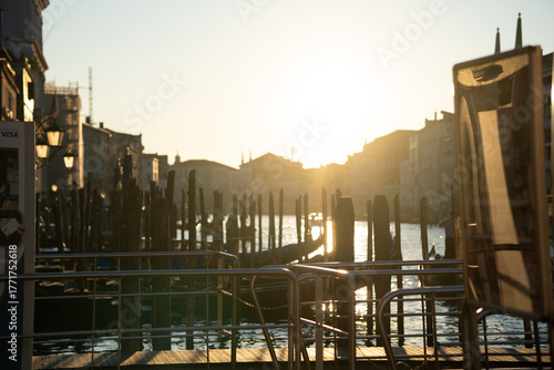Venice at Sunset with Gondolas on the Grand Canal