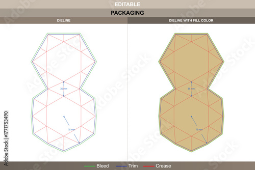 Six pointed star dieline built through polished vector planning clean printing formation and defined die line pattern resulting in a precise decorative packaging outline