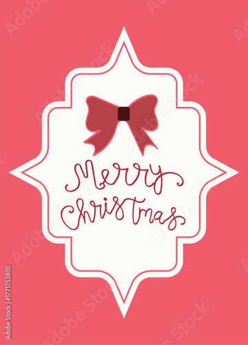  Merry Christmas with Bow and Decorative Frame greeting card