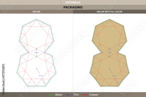 Star box dieline developed using detailed vector construction balanced printing support and accurate die line shaping that builds a strong and artistic packaging look